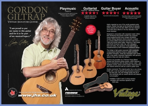 JHS Gordon Giltrap Vintage Guitar range advert