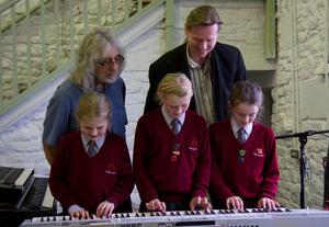 Gordon and Oliver with pupils at Hunter Hall School